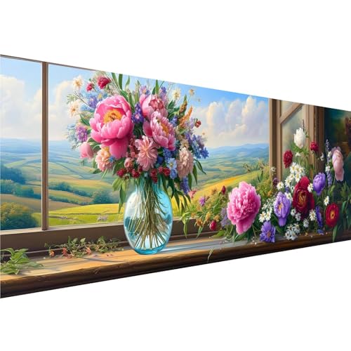 Diamond Painting Farbe Muster, Blume Diamant Painting Bilder Kinder Anfänger, 5D Diamond Painting XXL 30x90cm Leinwand, Bastelset Erwachsene DIY Kreatives für Mädchen Geschenk, Wanddeko Aesthetic y-54 von Zhngshlg