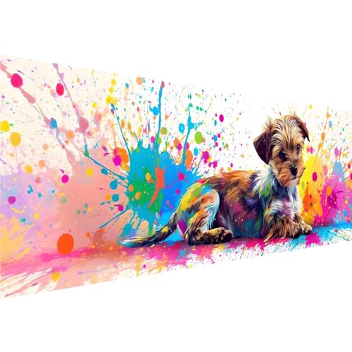 Diamond Painting Farbe Muster, Hund Diamant Painting Bilder Kinder Anfänger, 5D Diamond Painting XXL 30x90cm Leinwand, Bastelset Erwachsene DIY Kreatives für Mädchen Geschenk, Wanddeko Aesthetic y-15 von Zhngshlg