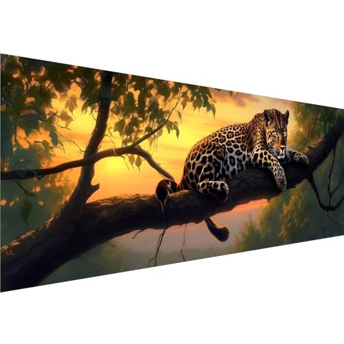 Diamond Painting Leopard Diamant Painting Bilder Baum Diamond Painting Erwachsene Bastelset, 5D Diamond Art Malerei Kinder DIY Mosaikherstellung Stickerei Set für Deko Schlafzimmer, 100x300cm y-6 von Zhngshlg