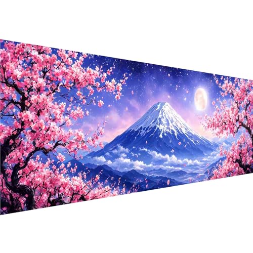 Diamond Painting Mond Diamant Painting Bilder Pfirsichblüte Diamond Painting Erwachsene Bastelset, 5D Diamond Art Malerei Kinder DIY Mosaik Stickerei Set für Zimmer Deko Schlafzimmer, 50x150cm y-979 von Zhngshlg