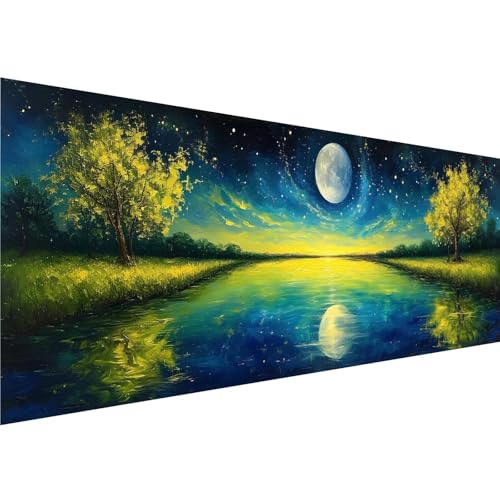 Diamond Painting Mond Diamant Painting Bilder Sternenhimmel Diamond Painting Erwachsene Bastelset, 5D Diamond Art Malerei Kinder DIY Mosaik Stickerei Set für Zimmer Deko Schlafzimmer, 90x270cm y-983 von Zhngshlg