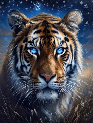 Diamond Painting Tiger Diamant Painting Bilder Sternenhimmel Diamond Painting Erwachsene Bastelnset, Diamond Art Malerei Strass Stickerei Malerei Kit für Zimmer Deko, Geschenk für Frau 100x150cm C-1 von Zhngshlg