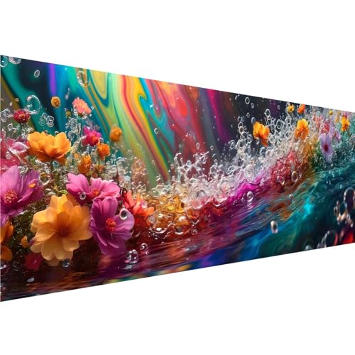 Farbe Diamond Painting Erwachsene Groß XXL 100x300cm Leinwand, 5D Diamant Painting Bilder Blume Muster Design, Crystal Art Basteln Painting Set, Zimmer Deko Wohnzimmer, Geschenke für Mädchen y-26 von Zhngshlg