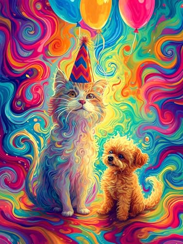 Katze Diamond Painting, Hund Diamond Painting Erwachsene Anfänger, Diamond Painting Set Erwachsene und Kinder, Mosaikherstellung Bastelset Set für Zimmer Deko Aesthetic,Geschenk für Frau 100x150cm Z-1 von Zhngshlg