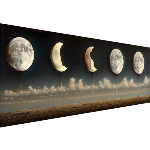 Mond Diamond Painting Erwachsene Groß XXL 30x90cm Leinwand, 5D Diamant Painting Bilder Nachtansicht Muster Design, Crystal Art Basteln Painting Set, Zimmer Deko Wohnzimmer, Geschenke für Mädchen y-985 von Zhngshlg