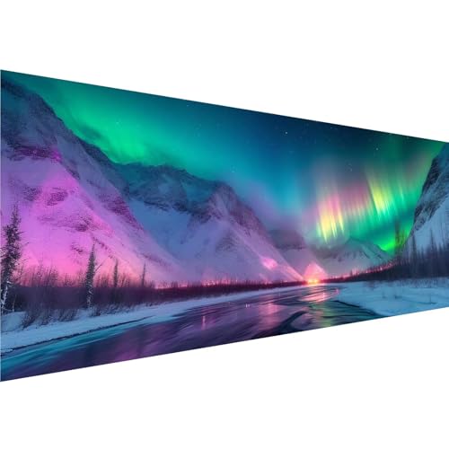 Nordlicht Diamond Painting Erwachsene Groß XXL 30x90cm Leinwand, 5D Diamant Painting Bilder Landschaft Muster Design, Crystal Art Basteln Painting Set, Zimmer Deko Wohnzimmer Geschenke für Mädchen y-7 von Zhngshlg