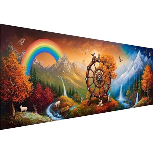 Regenbogen Diamond Painting Erwachsene Groß XXL 50x150cm Leinwand, 5D Diamant Painting Bilder Baum Muster Design, Crystal Art Basteln Painting Set, Zimmer Deko Wohnzimmer, Geschenke für Mädchen y-9 von Zhngshlg