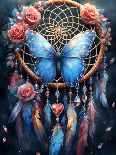 Schmetterling Diamond Painting, 5D Diamant Painting Bilder Blume Muster Design, Diamond Painting Erwachsene 45x60cm, DIY Full Drill Diamant Malerei Stickerei Kreuzstich Set für Wanddeko Wohnzimmer W-1 von Zhngshlg