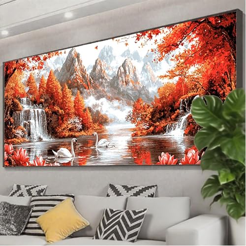 Diamond Painting XXL 125x50 cm, 5D Diamant Painting Bilder Schwan Diamant Art Malerei Wasserfall,DIY Eckige Steine Crystal Stickerei Kreuzstich Bastelset Erwachsene für Zimmer Deko Geschenke Z0-270 Diamond Painting XXL 125x50 cm, 5D Diamant Painting Bilder Schwan Diamant Art Malerei Wasserfall,DIY Eckige Steine Crystal Stickerei Kreuzstich Bastelset Erwachsene für Zimmer Deko Geschenke Z0-270 von Zhngzoyn