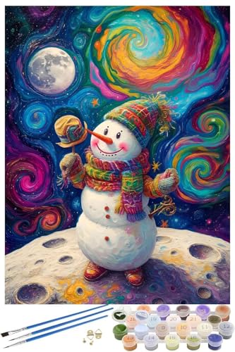 Malen Nach Zahlen Erwachsene Traum, DIY Paint by Numbers Schneemann Malen Nach Zahlen Erwachsene Anfänger, Ölgemälde mit Knitterfreie Leinwand 3 Pinsels und Acrylfarbe, for Zimmer Deko 60x90cm L-852 von Zhnncfgg