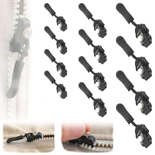 12 Stück Reißverschluss Zipper Reißverschluss Reparatur Set Zipper Repair Kit Abnehmbares Design Drei Größen Passend Für Die Meisten Reißverschlüsse Geeignet Für Gepäck Rucksäcke Jacken Usw von ZhongShuang