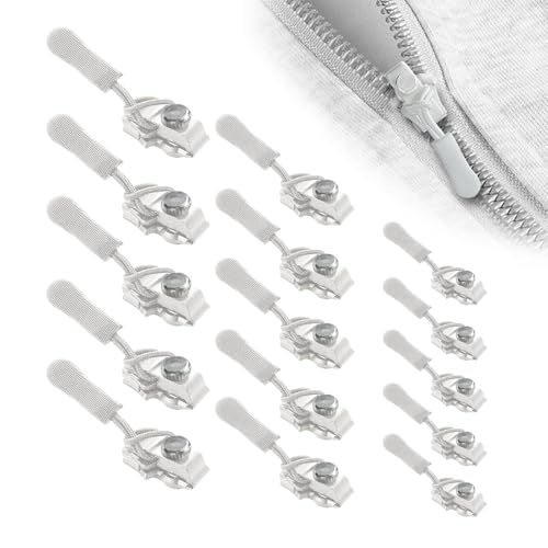 15 Stück Reißverschluss Zipper Reißverschluss Reparatur Set Zipper Repair Kit Abnehmbares Design Drei Größen Passend Für Die Meisten Reißverschlüsse Geeignet Für Gepäck Rucksäcke Jacken Usw(Weiß) von ZhongShuang