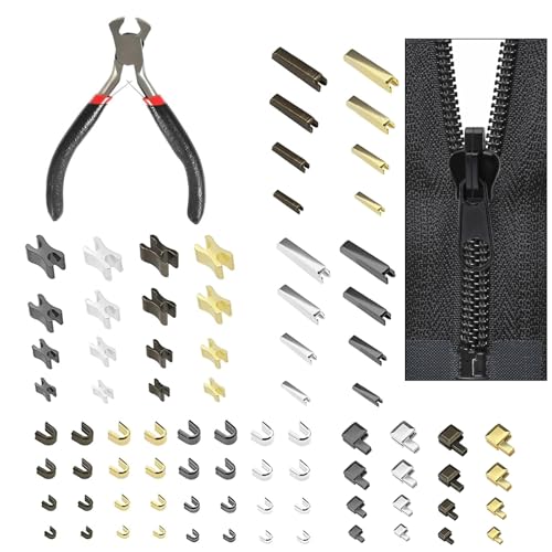 80 Stück Reißverschluss Reparatur Set,reissverschluss reparatur set,Reparaturset Reißverschluss Zipper Ersatz Zipper für Reißverschlüsse Metall Ersatzzipper mit Installieren Sie Zangen (4 Farben) von ZhongShuang