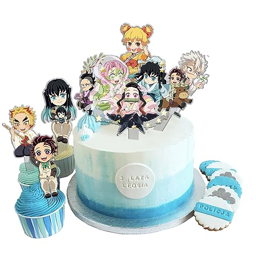 Kamado Tanjiro Happy Birthday 6Pcs Cupcake Topper - Kamado Tanjiro Kochou Shinobu Tortendeko Geburtstag für Kinder Geburtstag Party Dekoration Supplies von Zhongkaihua