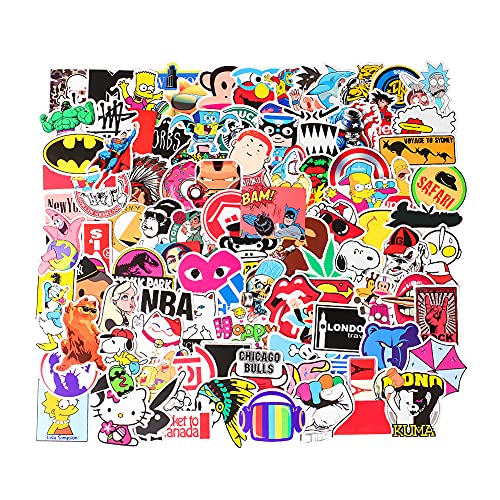 Zhongtou 100 Stück Aufkleber Sticker Set Wasserfest Coole Stickerbomb Graffiti Style Decals für Skateboard Laptop Scooter Helm Koffer Kühlschrank Fahrrad Motorrad Snowboard Wasserflasche von Zhongtou