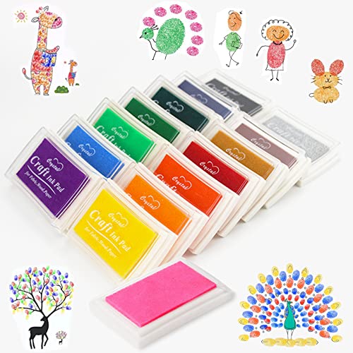 Zhongtou 15 Farben Stempelkissen Bunt Fingerabdrücke Set 7,5 x 5,5 cm Fingerstempelfarbe Kindes Ungiftig Abwaschbar Stamp Pad für Papier Handwerk Stoff Malerei Scrapbooking Silikonstempel von Zhongtou