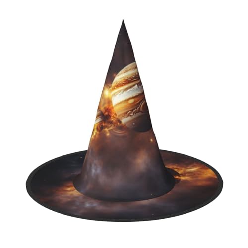 Zhuanyun Sonnensystem Jupiter Saturn Druck Halloween Hut Halloween Kostüm Zubehör Kopfschmuck Party Zubehör Hexenhut von Zhuanyun