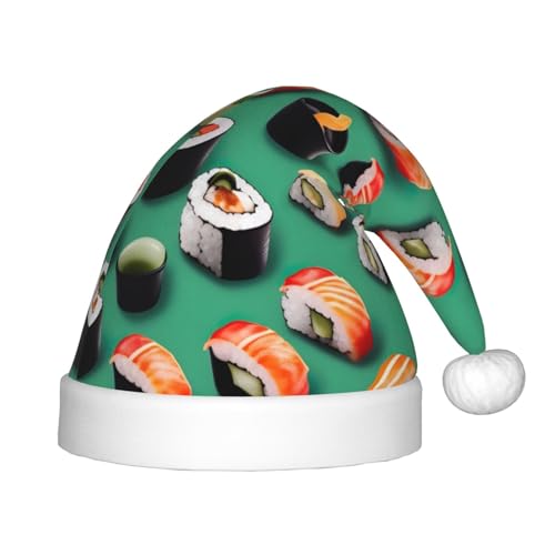 Zhuanyun Sushi-Weihnachtsmannmütze, extra klassischer Plüsch, für Weihnachten, Neujahr, Festtage, Partyzubehör von Zhuanyun