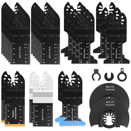 30 tlg Multitool Sägeblätter Set,Oszillierendes Zubehör Set,Holz Kunststoff Metall Multifunktionswerkzeug Zubehör für Fein Multimaster, Makita,Milwaukee, Dremel von Zhufas