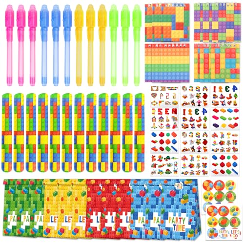 Zhulybowei Mitgebsel Kindergeburtstag Bausteine Set, UV Stift Kindergeburtstag Gastgeschenke, Kleine Geschenke für Kinder, Give Aways für Kindergeburtstag Party Klassenzimmer Preise Pinata Füllung von Zhulybowei