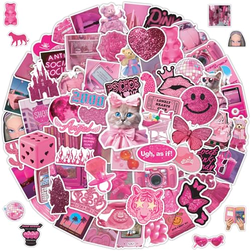 100 Stück Babie Aufklebe, Babie Kinder Sticker, Rosa Cartoon Aufkleber, Prinzessin Aufkleber, Vinyl Wasserdichte Aufkleber, Ästhetisch Stickers für Laptop Skateboard Motorrad Fahrrad von Zhuporn