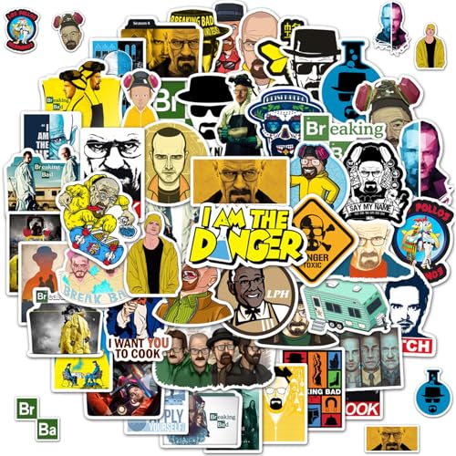 100 Stück Breaking Bad Aufkleber, Breaking Bad Pack Sticker, TV Show Aufkleber, TV Sticker Set, Vinyl Stickers Wasserdicht für Scrapbook, Skateboard, Auto, Telefon, Gitarre Graffiti Decal von Zhuporn