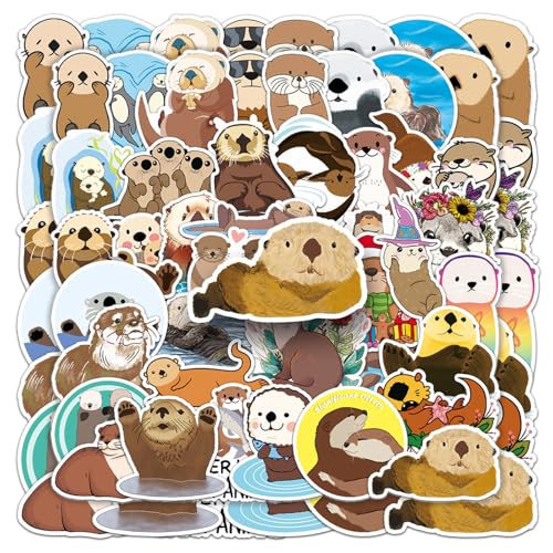 100 Stück Eurasian River Otter Aufkleber, Otter Aufkleber Pack, Otter Sticker Set, Europäischer Flussotter Wasserfeste Aufkleber, Wasserdichte Vinyl Sticker für Jugendliche Kinder Erwachsene von Zhuporn