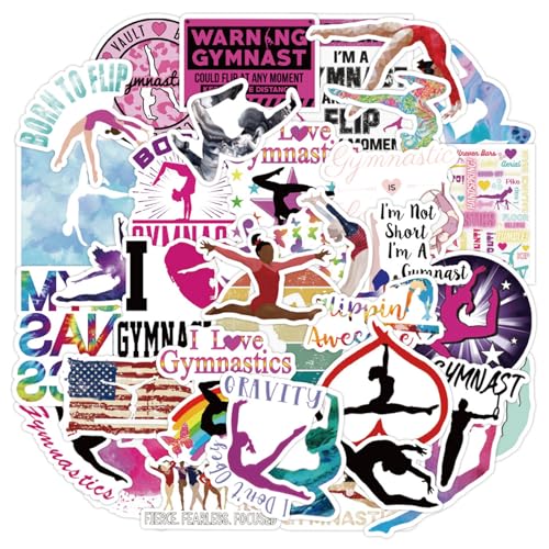 100 Stück Gymnastik Aufkleber, Gymnastics Stickers, Gymnastik Sticker Set für Jugendliche, Wasserdicht Vinyl Aufkleber, Ästhetisch Aufkleber für Scrapbook Skateboard Auto Gepäck Laptop Gitarre von Zhuporn