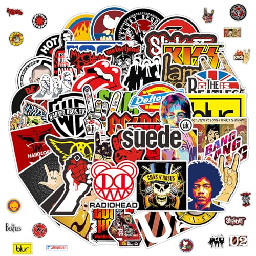 100 Stück Rock Band Punk Aufkleber, Trendige Musikband Aufkleber, Coole Punk Aufkleber, Classic Rock Sticker Pack, Heavy Metal Punk Musik Stickers für Gitarre Laptop Skateboard Koffer Helm von Zhuporn