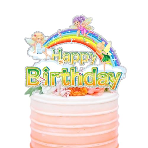 2 Stück Fee Cake Topper, Elfe Cake Topper, Fee Kuchen Topper Picks, Feen Geburtstag Kuchen Topper Cake Topper, Feen Kuchendeko Torten Topper, Tortenstecker Dekoration für Kinder Mädchen von Zhuporn