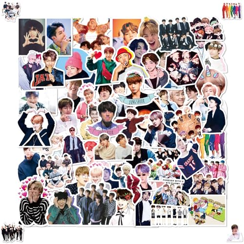 BTS Aufkleber, 100 Stück BTS Aufkleber Pack, Kpop Stickers, BTS Wasserfeste Aufkleber Sticker Set, Kpop BTS Sticker Dekorative, Vinyl Sticker für Laptop Scrapbook Skateboard Auto Gepäck von Zhuporn