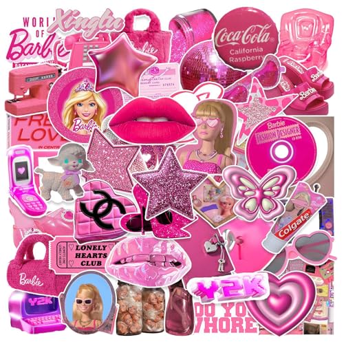 Bar-bie Aufkleber, 100 Stück Cute Prinzessin Kinder Stickers, Babie Mädchen Cartoon Sticker Set, Wasserfeste Vinyl Aufkleber, für Koffer Laptop Skateboard, Geschenk für Kinder Teenager Erwachsene von Zhuporn