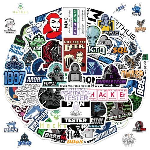 Hacker Aufkleber 100 Stück, Hacker Sticker Set, Hacker Aufkleber Pack, Programmierer Vinyl Aufkleber, Wasserdichte Vinyl Sticker, Graffiti Decal für Auto Laptop Skateboard Gepäck Fahrrad von Zhuporn