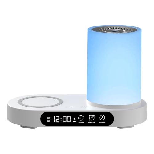 Aroma Diffuser, Multifunktions Luftbefeuchter DuftöL Diffuser, mit 7 Farben LED / 10W Wireless Charger/Wecker, Wasserlose Abschaltautomatik, Aromatherapie Düfte Humidifier für Raum, Büro, Yoga, Spa von Zhwidnerso