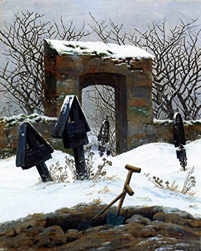 Zhyaunz DIY 5D Diamant Malerei Stickerei Friedhof unter Schnee Diamond Painting Kreuzstich Volle Runde Bohrer Mosaik Kunst Hochzeitsdeko Caspar David Friedrich 40x50cm von Zhyaunz