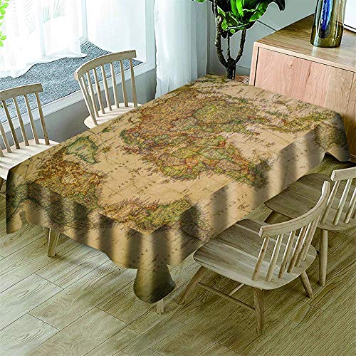 wasserdichte Tischdecke Vintage Weltkarte Rechteckige Tischdecke Esszimmer Picknick Party Tischdecke Küche Dekor Geschenke 140x220cm von Zhyaunz