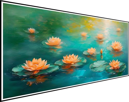 Diamond Painting Blume, Diamond Painting Erwachsene Lotusblatt Diamond Painting Zubehör, DIY Runder Vollbohrer Diamanten Malerei Stickerei Kreuzstich Bilder, für Schlafzimmer Wanddeko 80x220cm XZ-568 von Zhynfiie