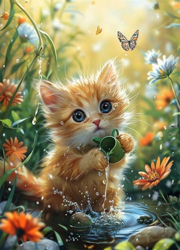 Diamond Painting Blume Diamond Painting Erwachsene Kinder,Katze Diamond Art,5D Diamant Painting Bilder,DIY Crystal Strass Stickerei Painting Diamant Malerei Kit,Wall Décor Geschenke 20x30cm XZ-1672 von Zhynfiie