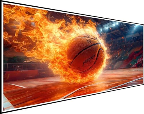 Diamond Painting Erwachsene Flamme, Diamond Painting Basketball Diamant Painting Bilder, DIY Crystal Strass Stickerei Painting Diamant Malerei Kit für Anfänger, für Home Dekoration 50x100cm XZ-925 von Zhynfiie