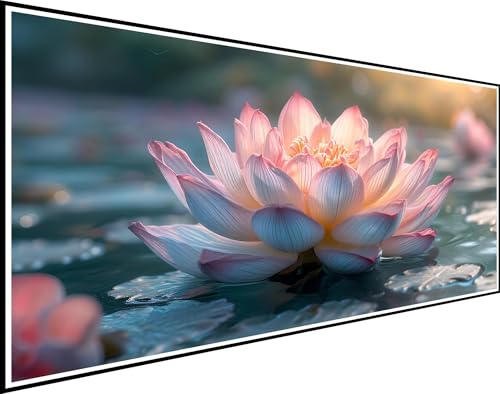 Diamond Painting Erwachsene Lotus, Diamond Painting See Diamant Painting Bilder, DIY Crystal Strass Stickerei Painting Diamant Malerei Kit für Anfänger, für Home Dekoration Geschenk 100x200cm XZ-89 von Zhynfiie