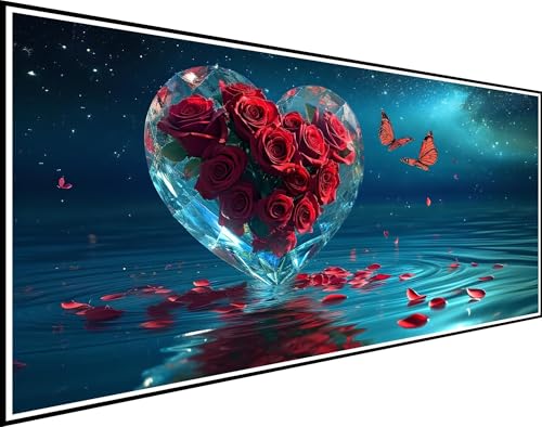 Diamond Painting Erwachsene Rose, Diamond Painting Liebe Diamant Painting Bilder, DIY Crystal Strass Stickerei Painting Diamant Malerei Kit für Anfänger, Home Dekoration Geschenke 100x220cm XZ-535 von Zhynfiie