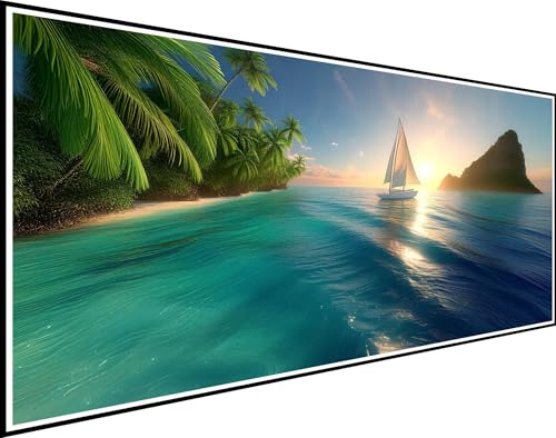 Diamond Painting Erwachsene Segelboot,Diamond Painting Insel Diamant Painting Bilder,DIY Crystal Strass Stickerei Painting Diamant Malerei Kit für Anfänger,Home Dekoration Geschenke 100x200cm XZ-91 von Zhynfiie