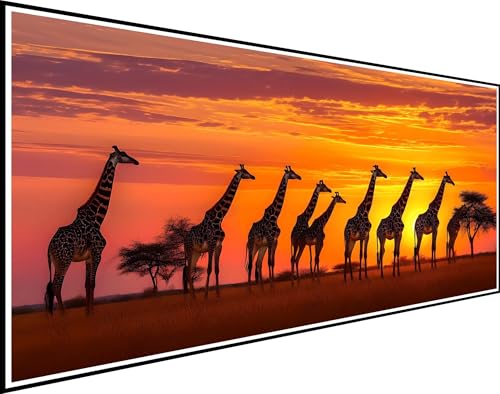 Diamond Painting Erwachsene Wiese, Diamond Painting Giraffe Diamond Painting Zubehör, DIY Vollbohrer Diamanten Malerei Stickerei Kreuzstich Bilder, für Schlafzimmer Wanddeko Geschenk 50x100cm XZ-516 von Zhynfiie