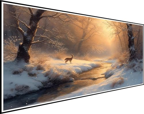 Diamond Painting Erwachsene Winter, Diamond Painting Tier Diamond Painting Zubehör, DIY Vollbohrer Diamanten Malerei Stickerei Kreuzstich Bilder für Wohnzimmer Schlafzimmer Wanddeko 55x110cm XZ-614 von Zhynfiie