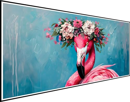 Diamond Painting Flamingo, Diamond Painting Erwachsene Blume Diamant Painting Bilder, DIY Crystal Strass Stickerei Painting Diamant Malerei Kit für Anfänger, Home Dekoration Geschenke 80x220cm XZ-149 von Zhynfiie