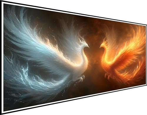 Diamond Painting Flamme, Diamond Painting Erwachsene Phönix Diamond Painting Zubehör, DIY Vollbohrer Diamanten Malerei Stickerei Kreuzstich Bilder, für Schlafzimmer Wanddeko Geschenk 100x220cm XZ-600 von Zhynfiie