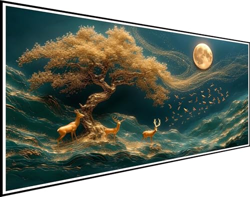 Diamond Painting Mond, Diamond Painting Erwachsene Tier Diamond Painting Zubehör, DIY Vollbohrer Diamanten Malerei Stickerei Kreuzstich Bilder, für Schlafzimmer Wanddeko Frau Geschenk 50x100cm XZ-918 von Zhynfiie