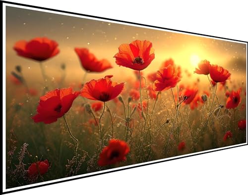 Diamond Painting Sonnenaufgang, Diamond Painting Erwachsene Blume Diamond Painting Zubehör, DIY Vollbohrer Diamanten Malerei Stickerei Kreuzstich Bilder, für Schlafzimmer Wanddeko 100x220cm XZ-86 von Zhynfiie