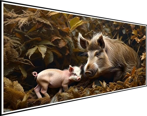 Diamond Painting Tier, Diamond Painting Erwachsene Schweinchen Diamond Painting Zubehör, DIY Runder Vollbohrer Diamanten Malerei Stickerei Kreuzstich Bilder, für Schlafzimmer Wanddeko 80x160cm XZ-572 von Zhynfiie