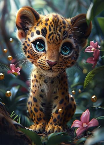 Diamond Painting Tiger Diamond Painting Erwachsene Kinder,Blume Diamond Art,5D Diamant Painting Bilder,DIY Crystal Strass Stickerei Painting Diamant Malerei Kit,Wall Décor Geschenke 70x100cm XZ-557 von Zhynfiie